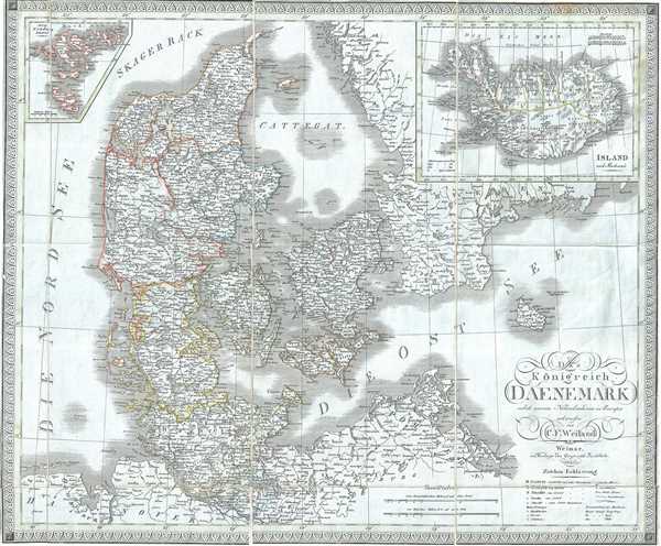 1825 Weiland Map of Denmark