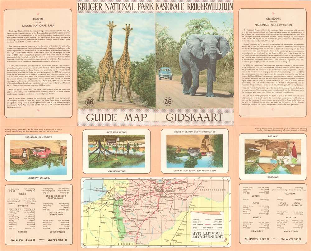 Kruger National Park Guide Map. Nasionale Krugerwildtuin Gidskaart. - Alternate View 1