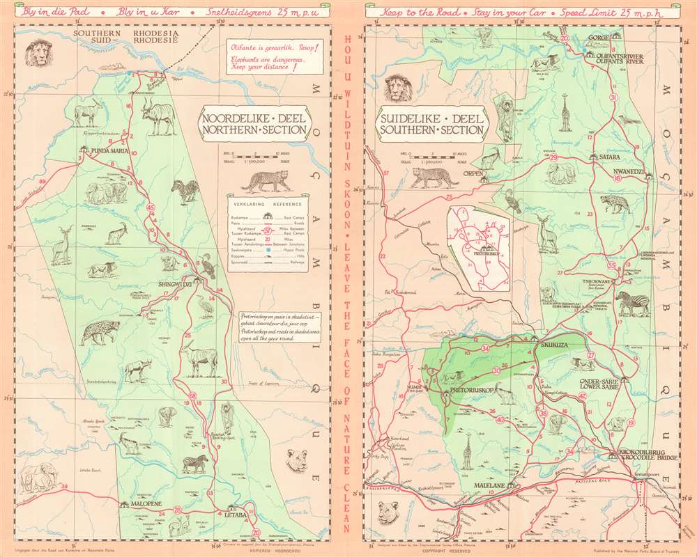 Kruger National Park Guide Map. Nasionale Krugerwildtuin Gidskaart. - Main View