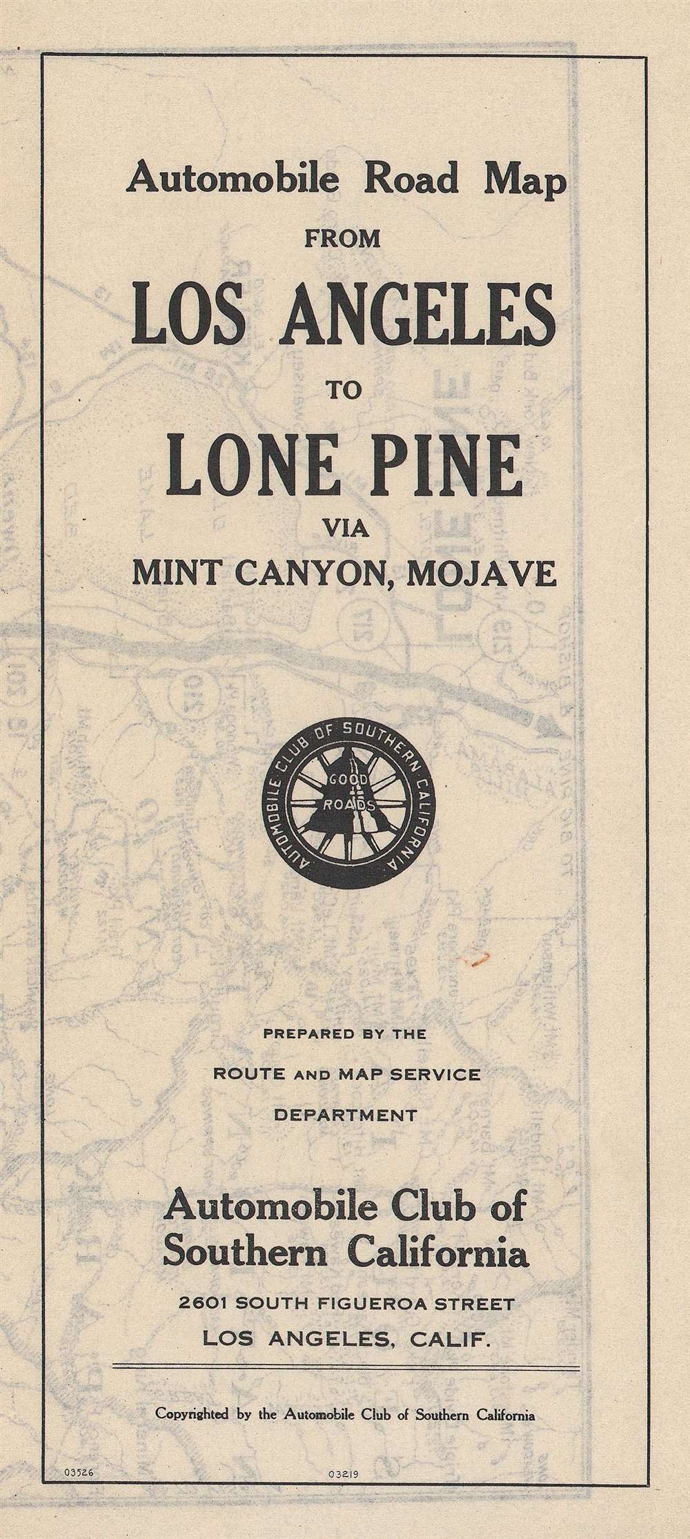 Automobile road from Los Angeles to Lone Pine via Mint Canyon-Mojave. - Alternate View 2