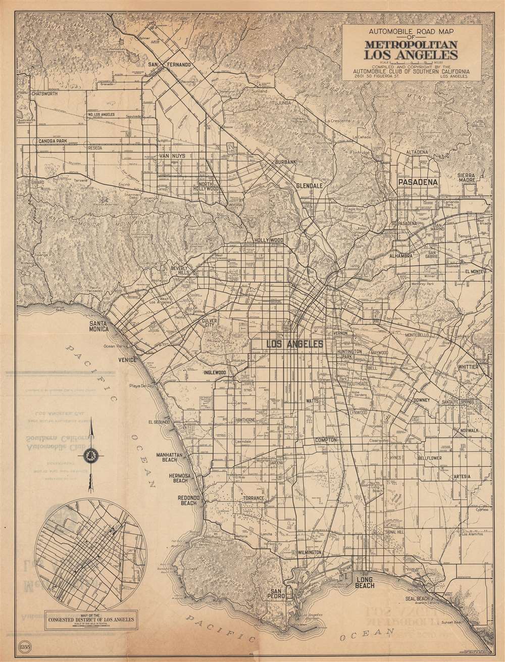 Automobile road map of metropolitan Los Angeles. - Main View