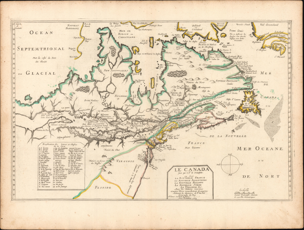 1664 Du Val / Champlain Map of Canada, New England, and the Great Lakes