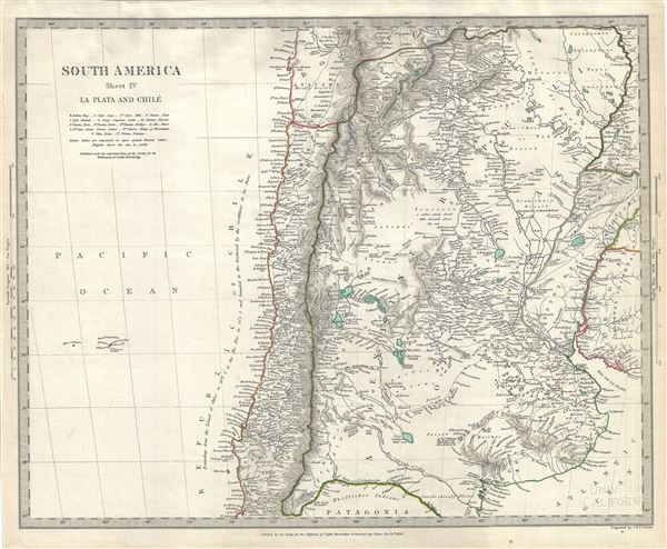 1840 S.D.U.K. Map of Chile and Argentina