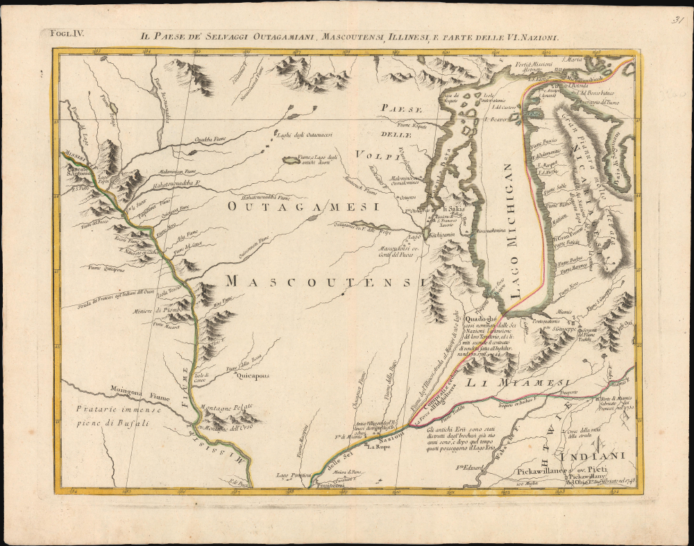1778 Zatta Map of the Northwest Territory: Michigan, Wisconsin, Illinois