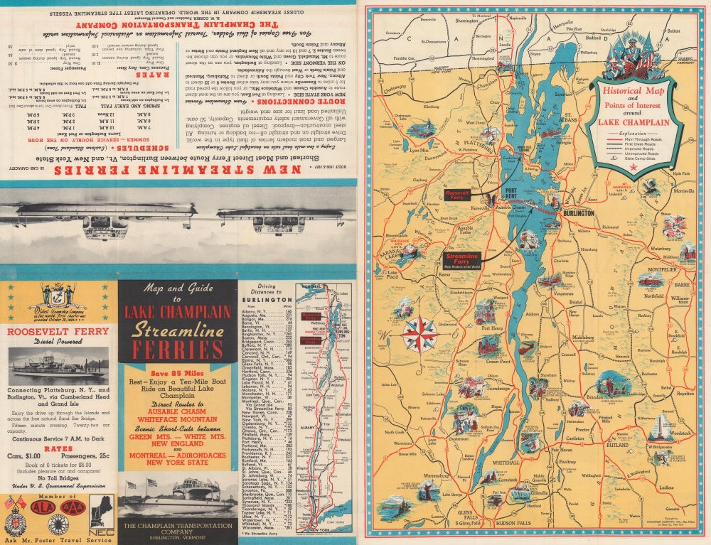 Map and Guide to Lake Champlain. - Alternate View 1