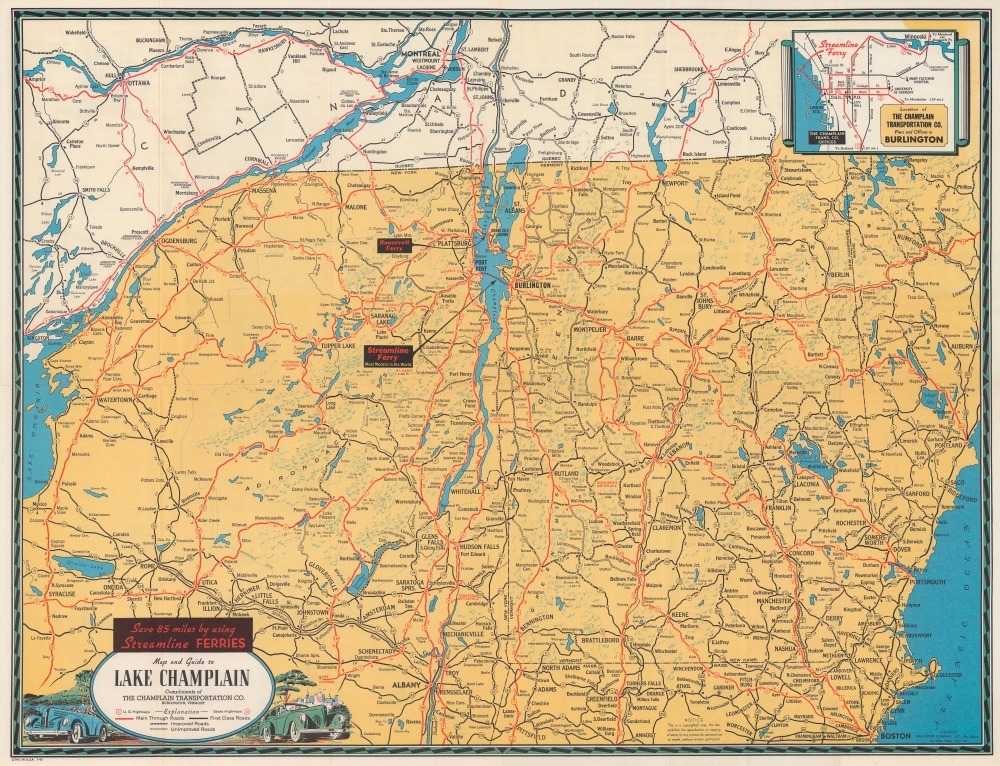 Map and Guide to Lake Champlain. - Main View