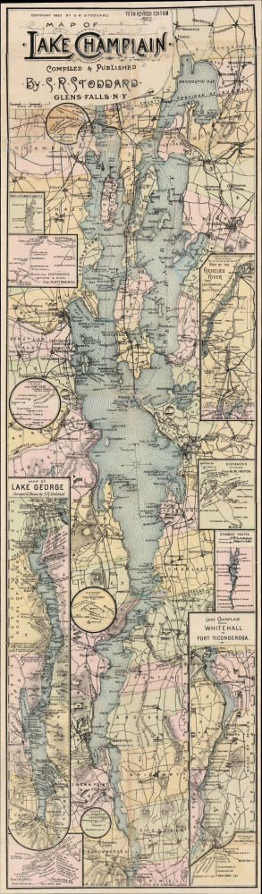 1902 Stoddard Tourist Map of Lake Champlain