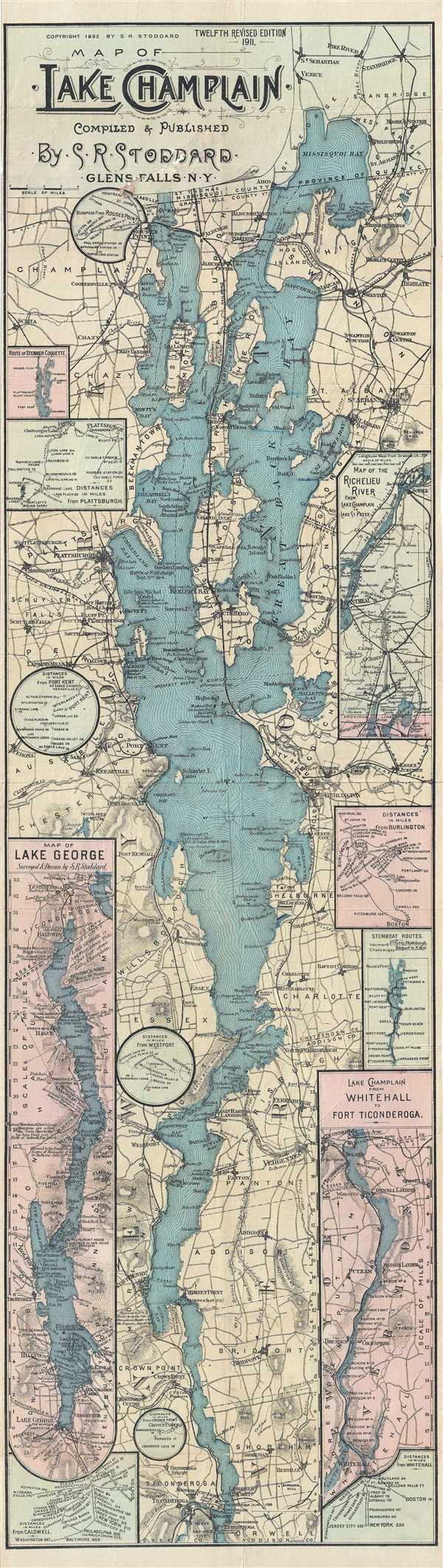 Map of Lake Champlain.  Compiled & Published by S. R. Stoddard.  Glens Falls, NY. - Main View