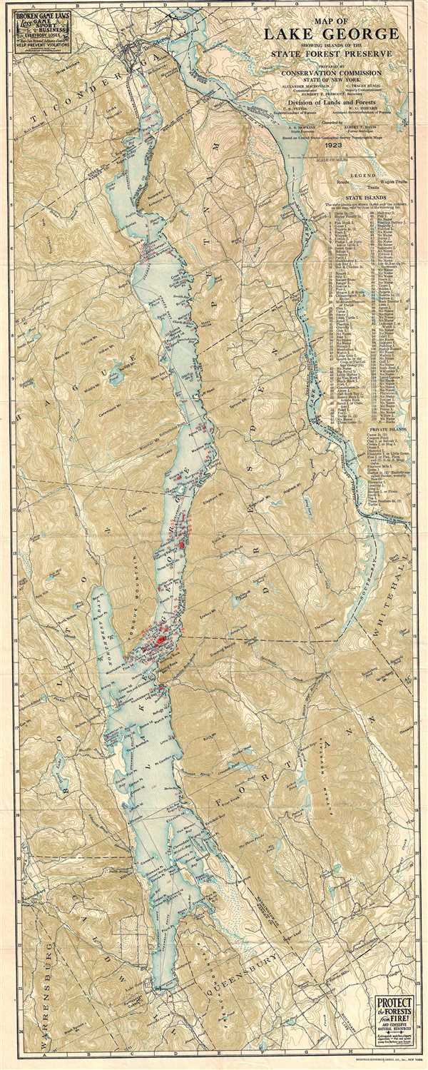 Map Of Lake George Showing Islands Of The State Forest Preserve