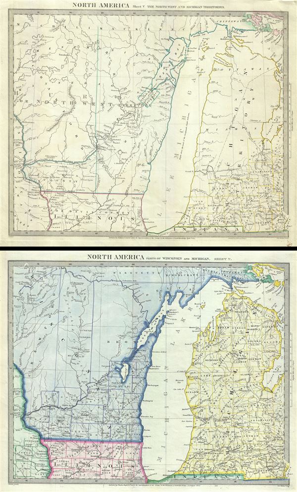 North America Sheet V The North West and Michigan Territories.  North America Parts of Wisconsin and Michigan.  Sheet V. - Main View