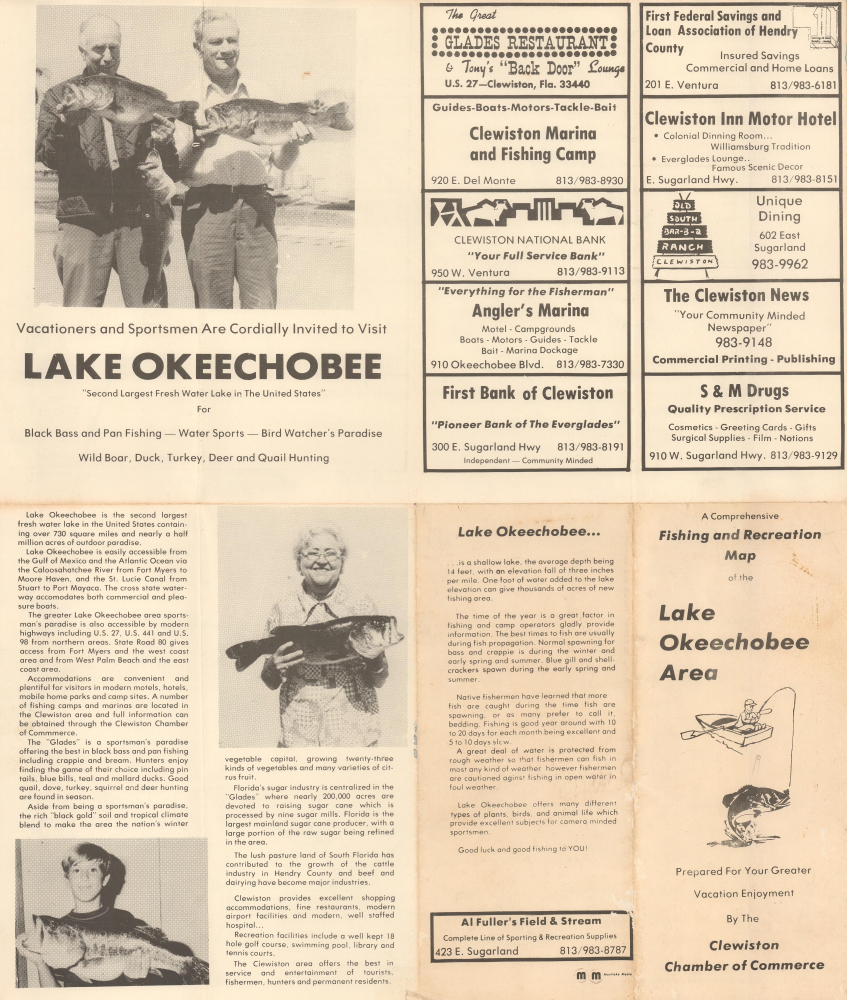 A Comprehensive Fishing and Recreation Map of the Lake Okeechobee Area. - Alternate View 1