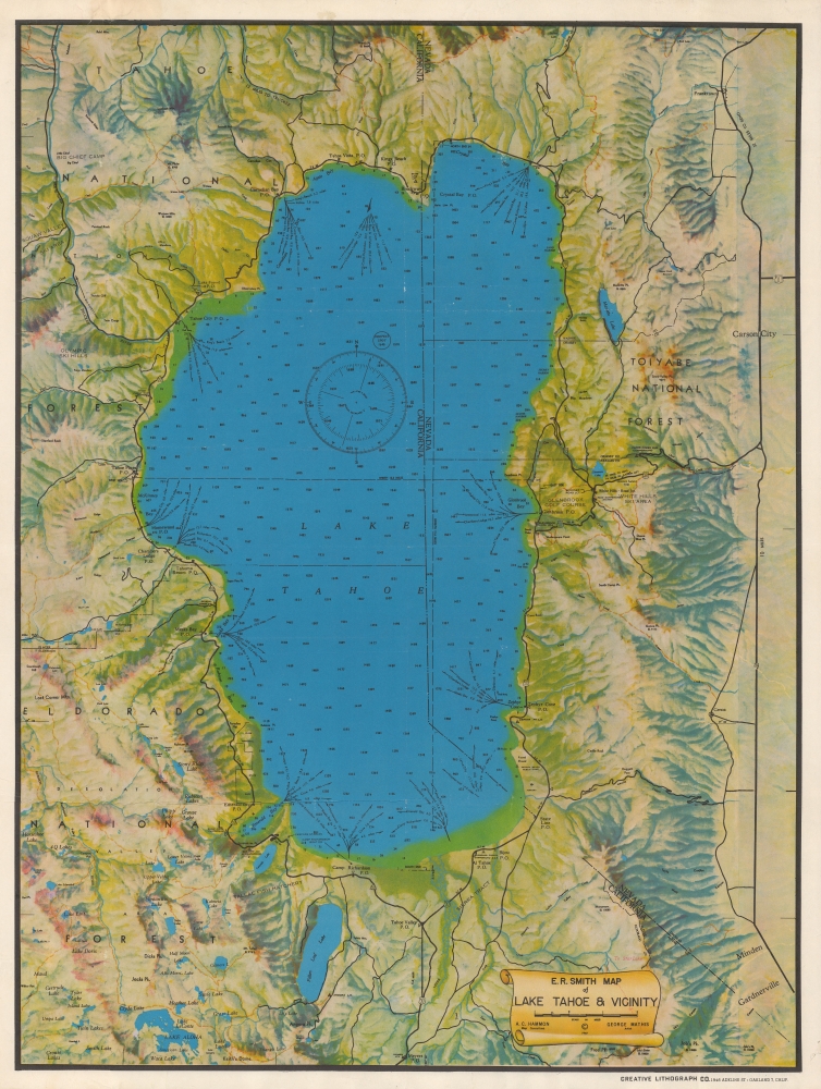 E. R. Smith Map of Lake Tahoe and Vicinity. - Main View