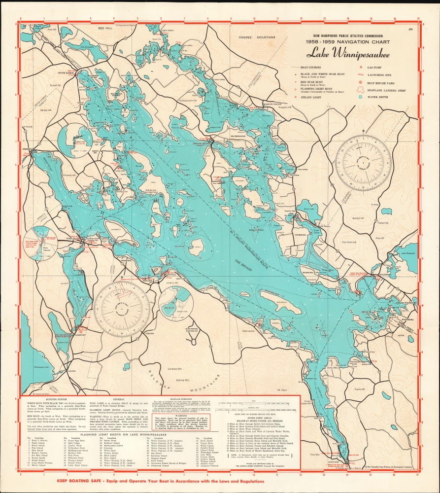 New Hampshire Public Utilities Commission 1958-1959 Navigation Chart Lake Winnipesaukee. - Main View