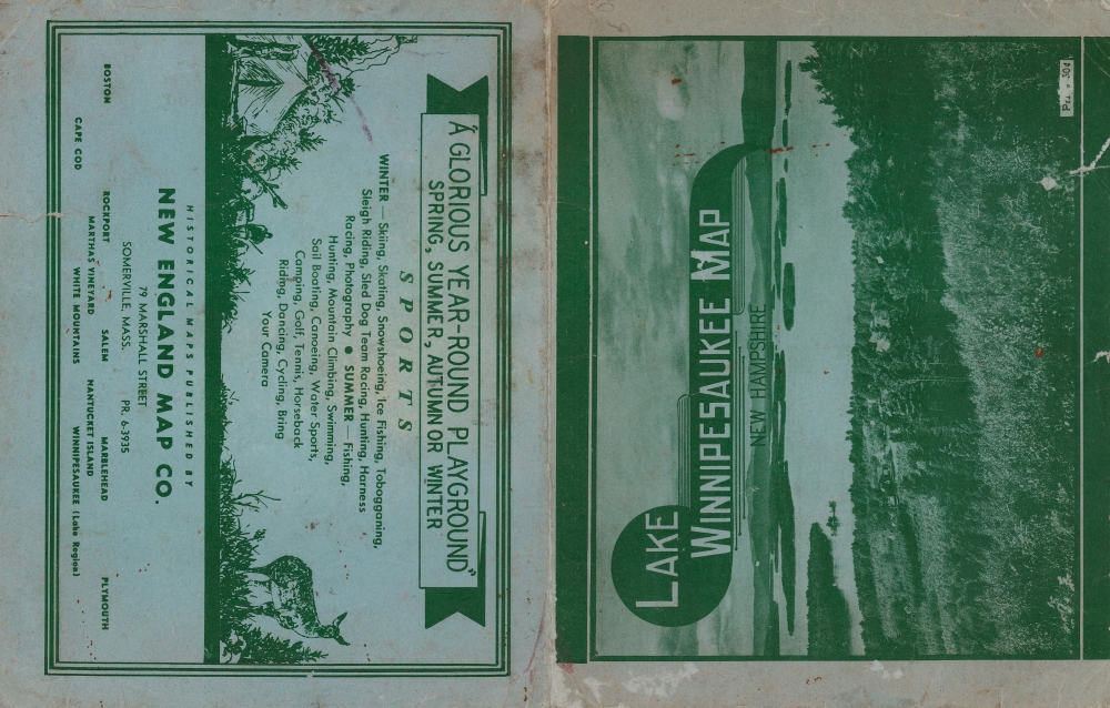 Lake Winnipesaukee New Hampshire Pictorial Map. / Lake Winnipesaukee Navigation and Fishing Chart. - Alternate View 2