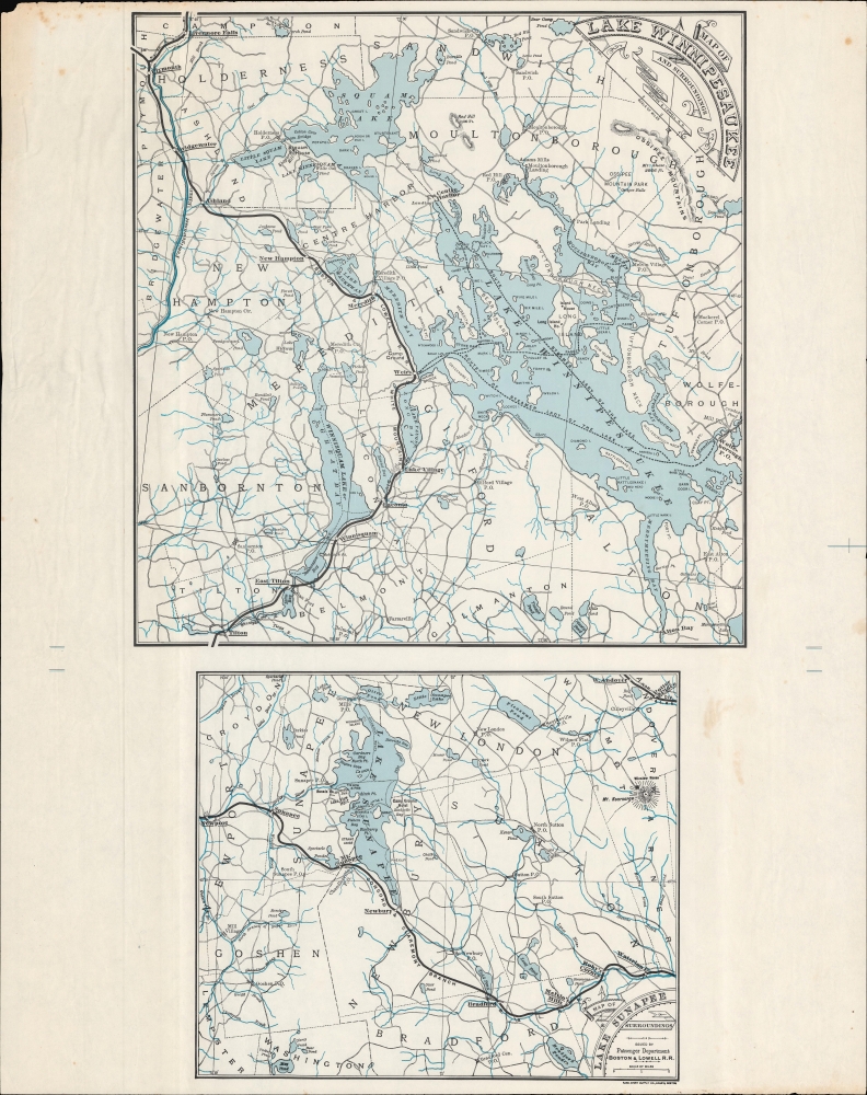 Map of Lake Winnipesaukee and Surroundings. / Map of Lake Sunapee and Surroundings. - Main View