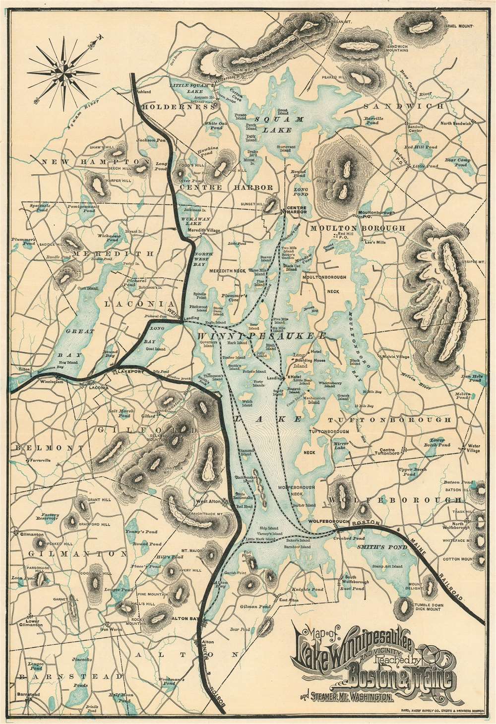 Map of Lake Winnipesaukee and Vicinity Reached by Boston and Maine R.R. and Steamer Mt. Washington. - Main View