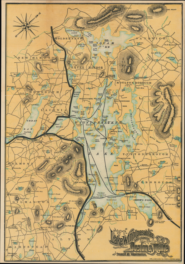 1901 Rand Avery Map of Lake Winnipesaukee and Environs, New Hampshire