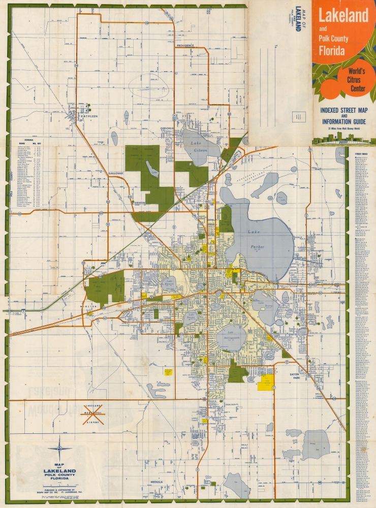 Lakeland and Polk County Florida Indexed Street Map and Information Guide. - Main View
