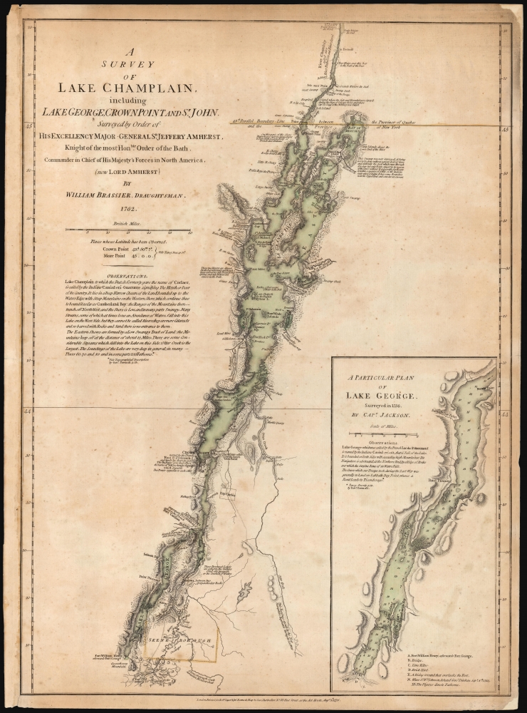 A Survey Of Lake Champlain, including Lake George, Crown Point And St. John. /A Particular Plan of Lake George. - Main View