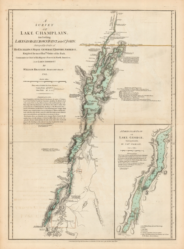 A Survey Of Lake Champlain, including Lake George, Crown Point And St. John. /A Particular Plan of Lake George. - Main View