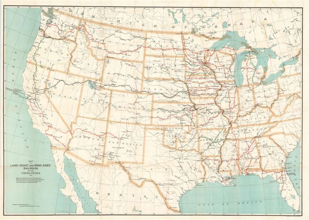 Map of Land-Grant and Bond-Aided Railroads of the United States. - Main View