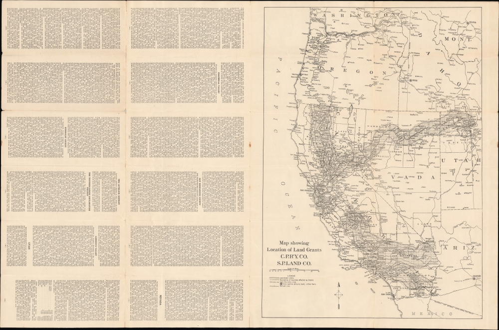 Map showing Location of Land Grants C.P.R'Y.CO. S.P.Land CO. / California, Nevada and Utah for farming, ranching, fruit growing, livestock... - Alternate View 1