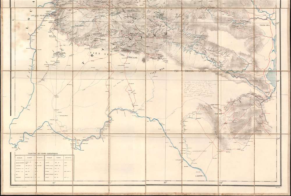 Carte de al Région du Haut Laos Explorée en 1888-1889 par les Membres e a Comission d'Etude des Frontieres entre L'Annam et le Siam. - Alternate View 3