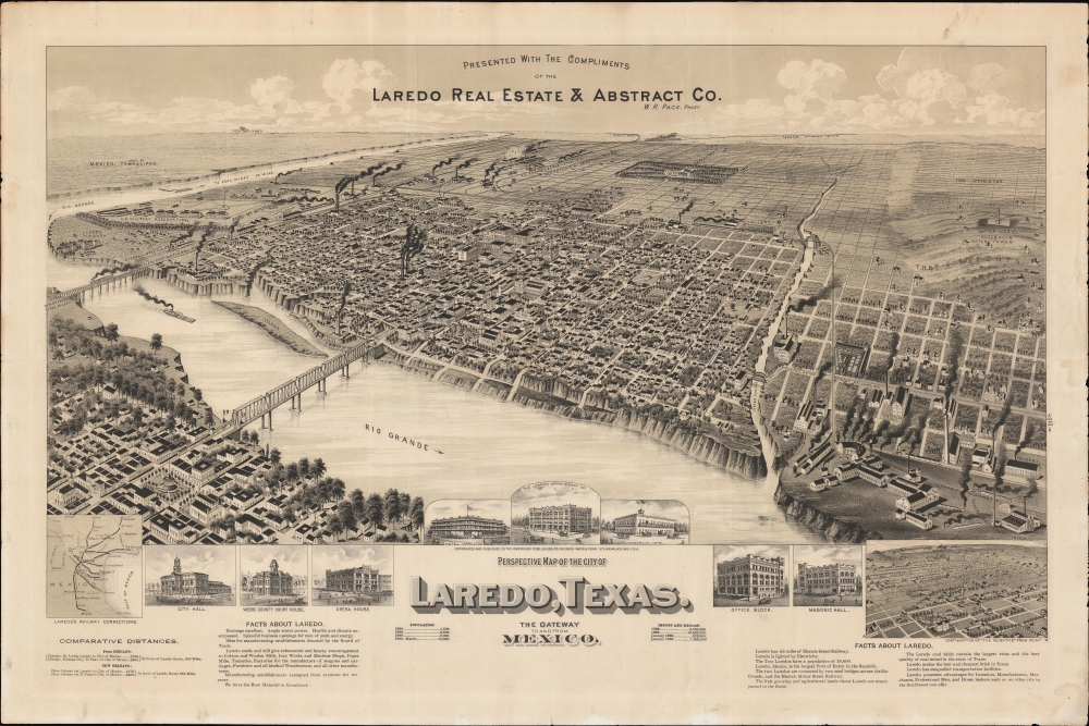 Perspective Map of the City of Laredo, Texas. The Gateway to and from Mexico. - Main View