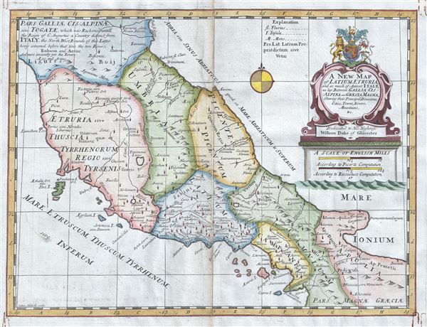 A New Map of Latium, Etruria, and as much of Antient Italy, as lay Between Gallia Cisalpina and Graecia Magna, Shewing their Principal Divisions, Cities, Towns, Rivers Mountains etc. - Main View