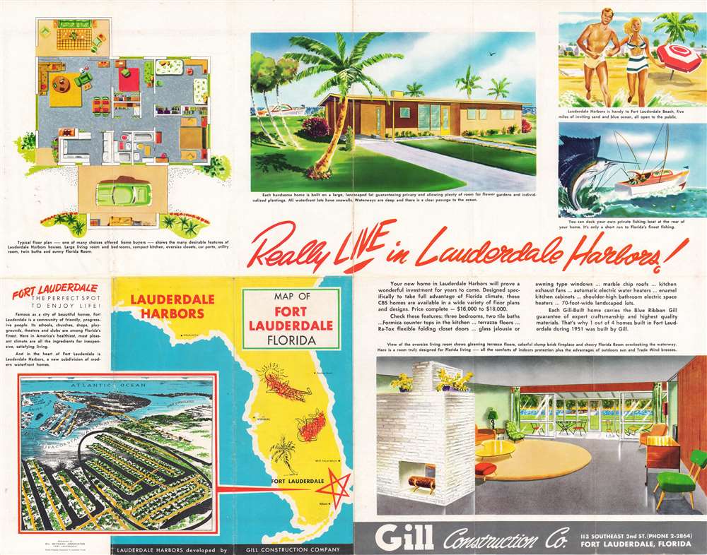 Lauderdale Harbors Map or Fort Lauderdale Florida. - Alternate View 1