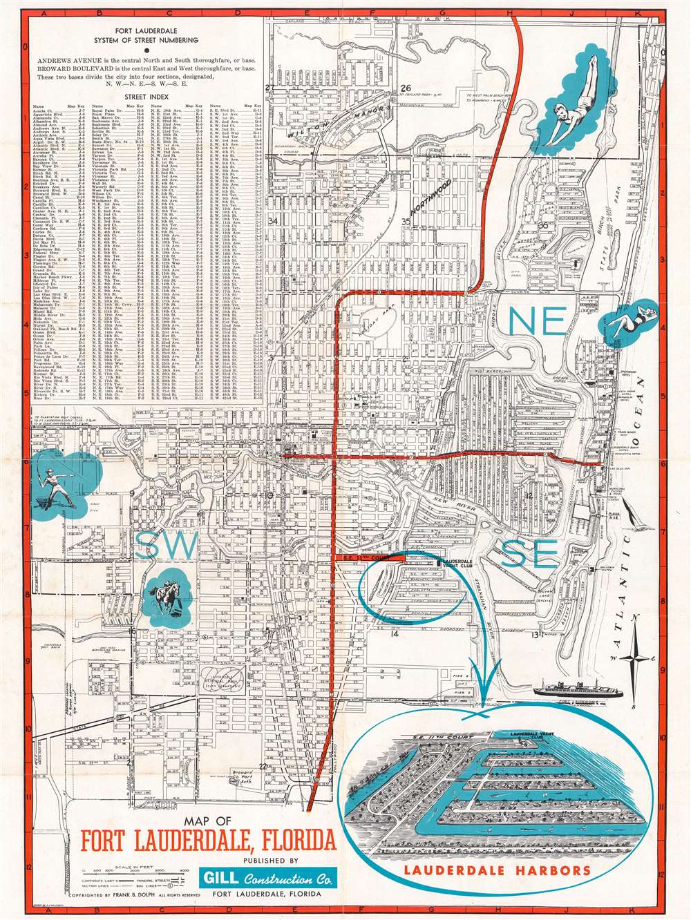 Lauderdale Harbors Map or Fort Lauderdale Florida. - Main View