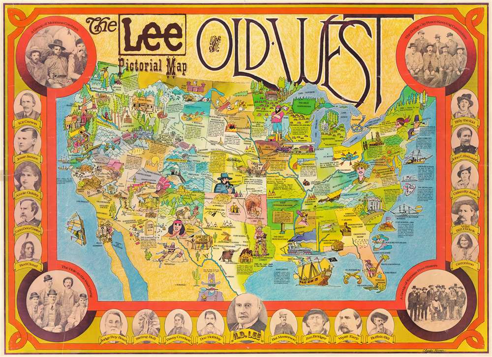 The Lee Pictorial Map of the Old West. - Main View