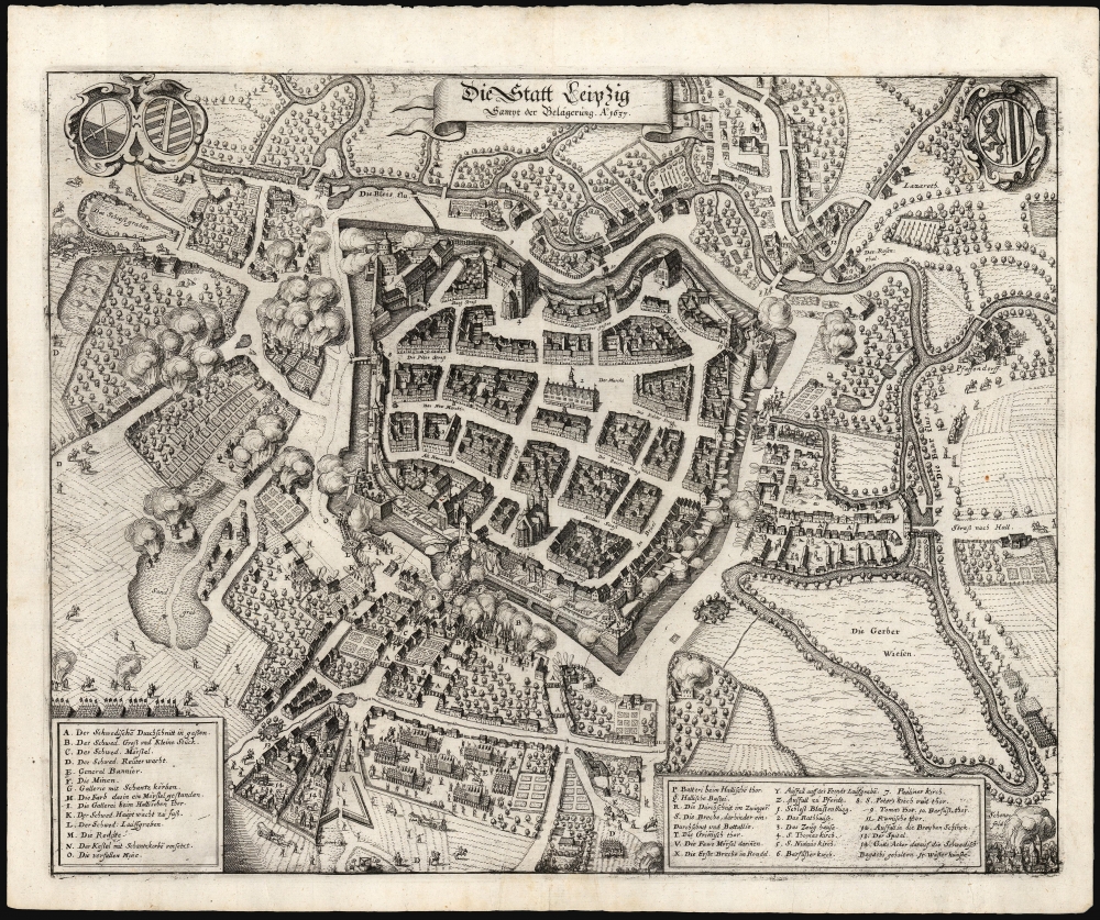 1639 Merian Plan of the 1637 Siege of Leipzig