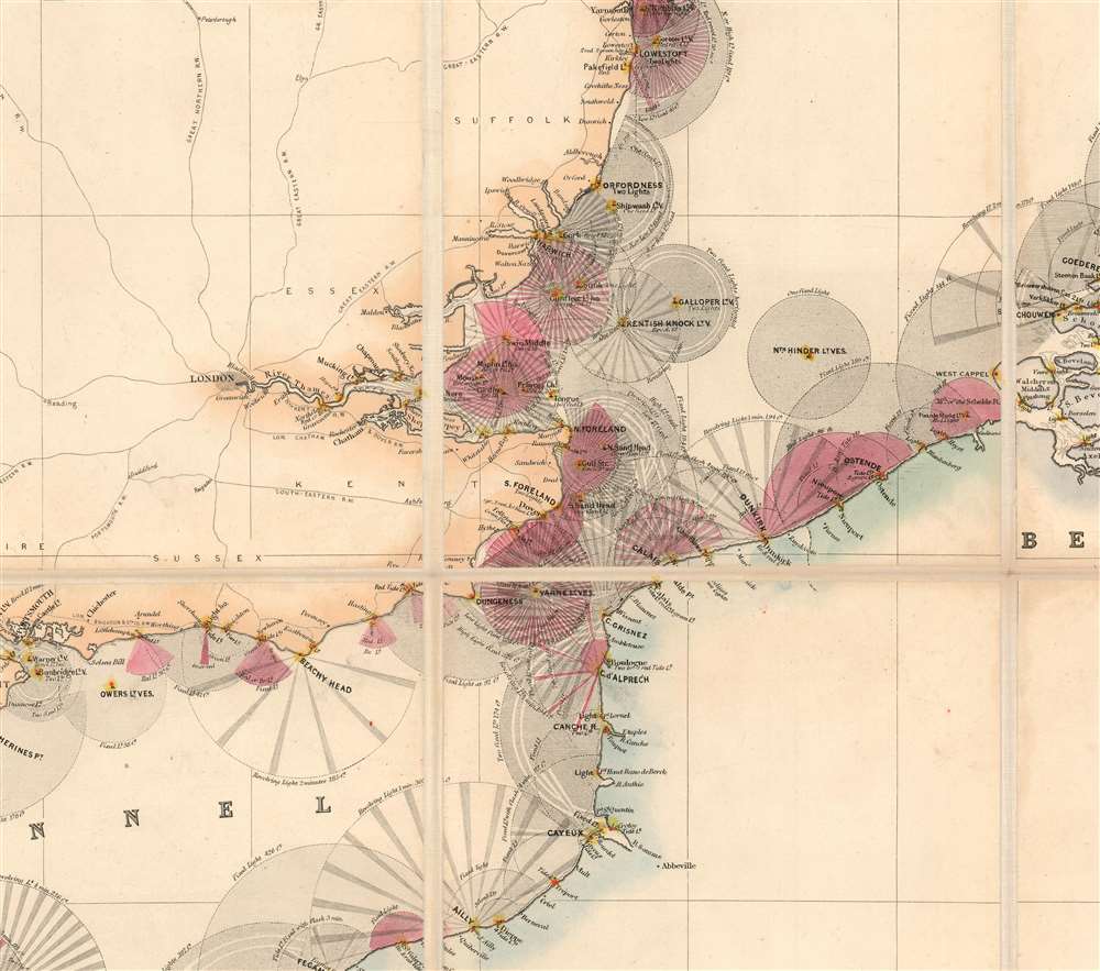 A Chart Exhibiting the Lighthouses and Light Vessels on the Coasts of Great Britain and Ireland and also those on the N.W. Coasts of Europe between Ushant and Bergen. Published by order of the Honble the Corporation of Trinity House, constructed by A. G Findlay. - Alternate View 2