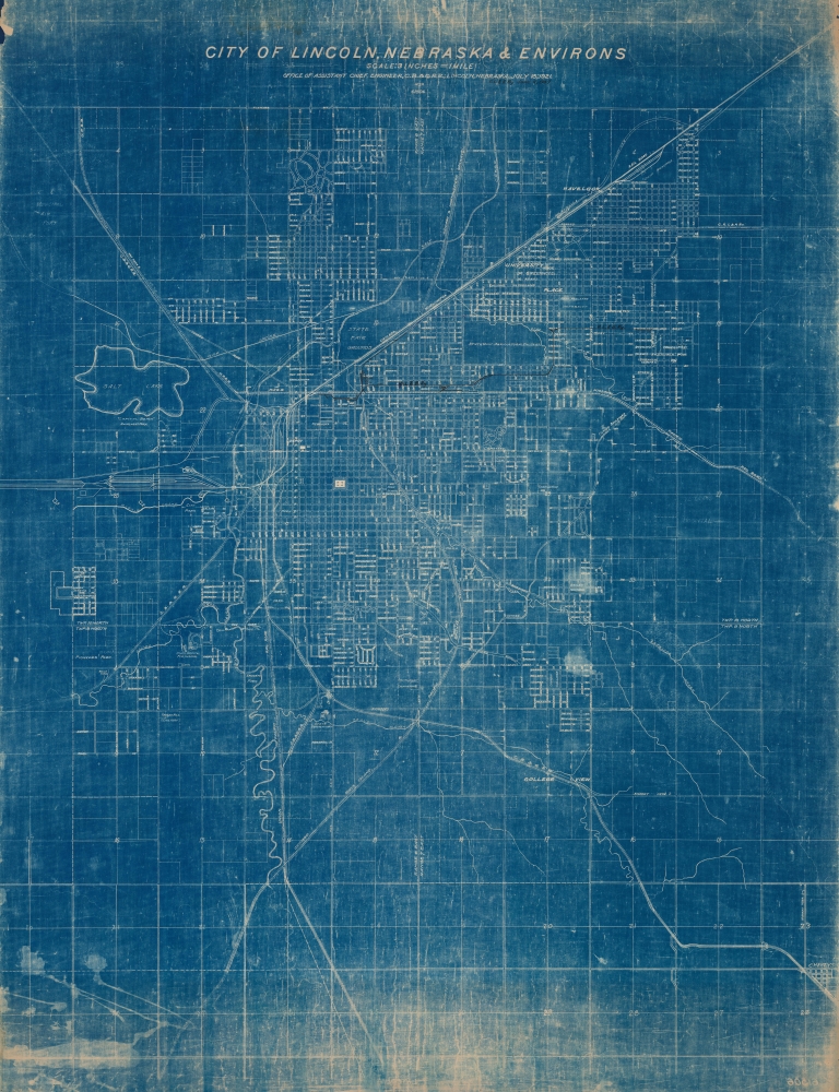 1921 Chicago, Burlington and Quincy Railroad City Plan or Map of Lincoln, Nebraska