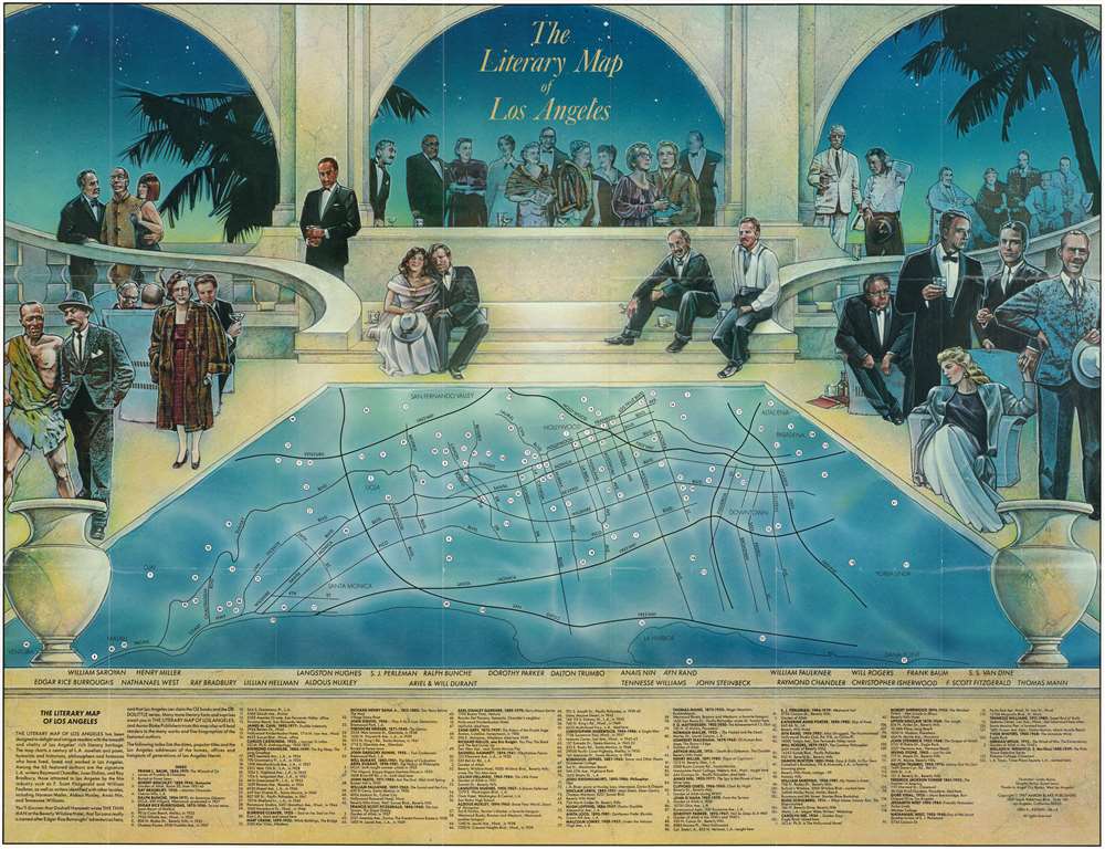 1987 Ayriss and Lewis Pictorial Literary Map of Los Angeles, California