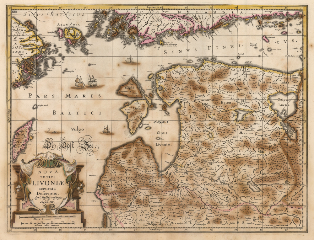 1636 / 1680 Jansson/ Pitt Map of Livonia (Latvia and Estonia)