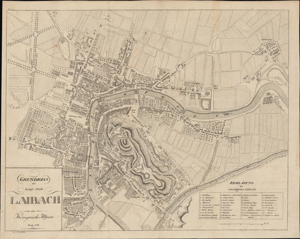 Grundriss der Haupt-Stadt Laibach im Königreiche Illyrien. - Main View