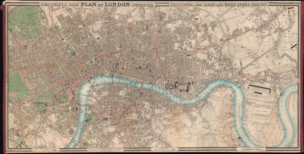 Cruchley's New Plan of London Improved including the East and West India Docks. - Alternate View 2