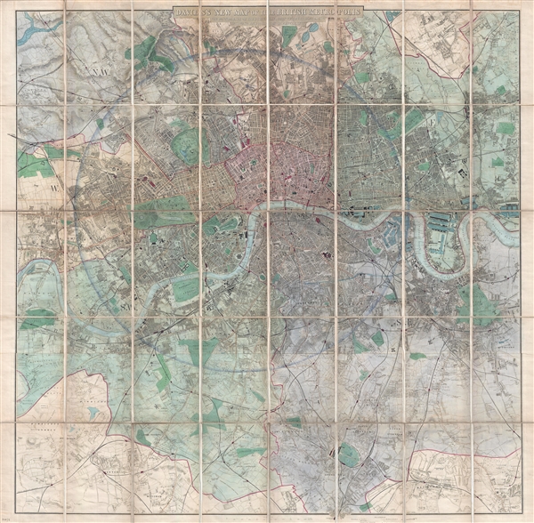 Davies's New Map of the British Metropolis.  The Boundaries of the Boroughs, County Court Districts, Railways, and Modern Improvements. - Main View