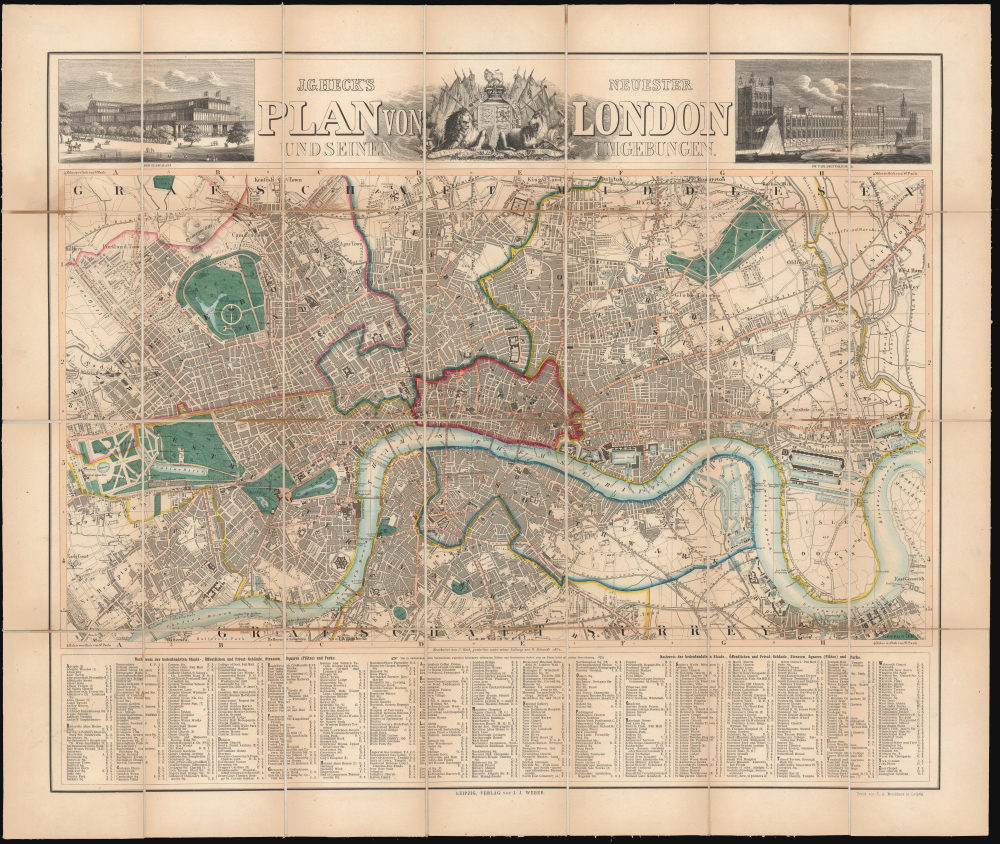 J.G. Heck's neuester Plan von London und seinen Umgebungen. - Main View