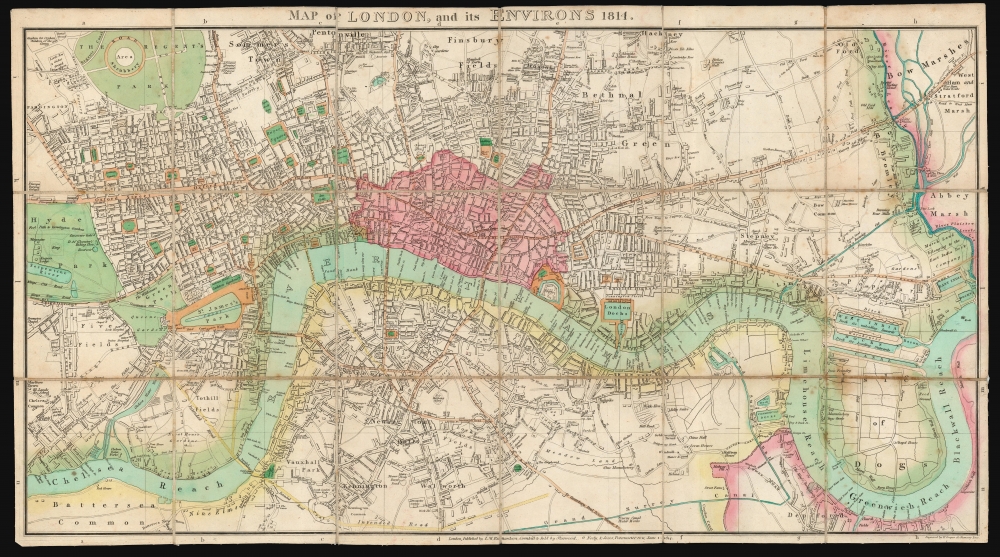 1813 / 1814 Henry Cooper 1814 Folding Map of London