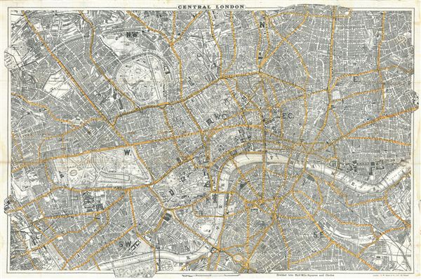 Bacon's New Map of Central London, Divided into Half Miles Squares & Circles. - Main View