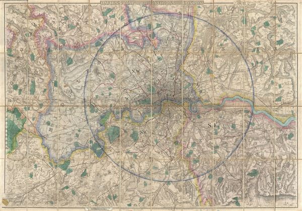 Davies's New Map of the Environs of London. - Main View