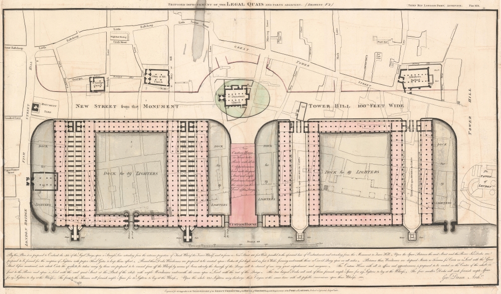 1800 George Dance Plan for the improvement of the Legal Quays, City of London