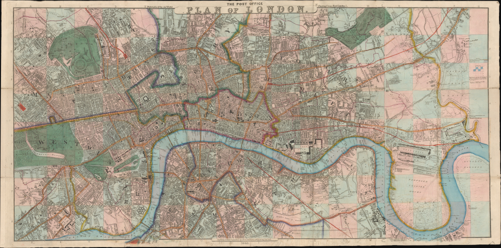 1843 Wyld Post Office Map of London - novel color model