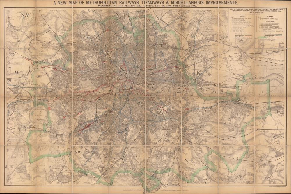 A new map of metropolitan railways, tramways and miscellaneous improvements. - Main View