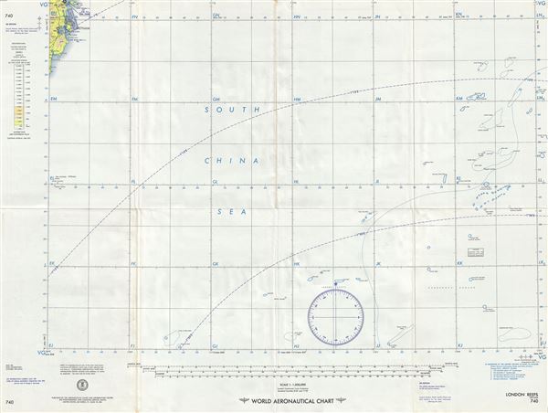 1957 U.S. Air Force Aeronautical Map of the London Reefs, Spartly Islands