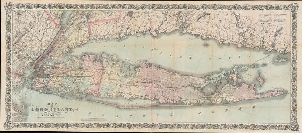1880 Colton Pocket Map of Long Island, New York