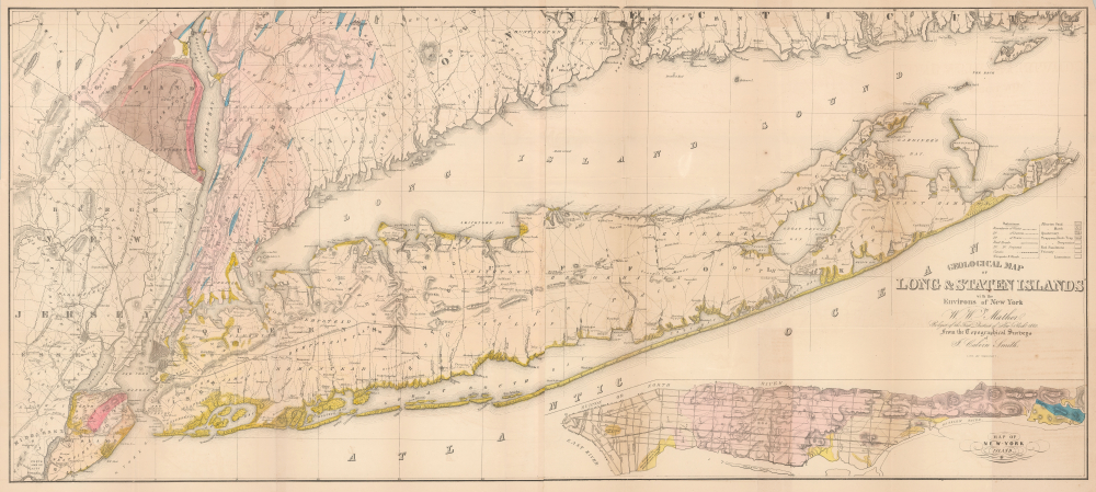 1842 Mather Geological Map of Long Island, New York